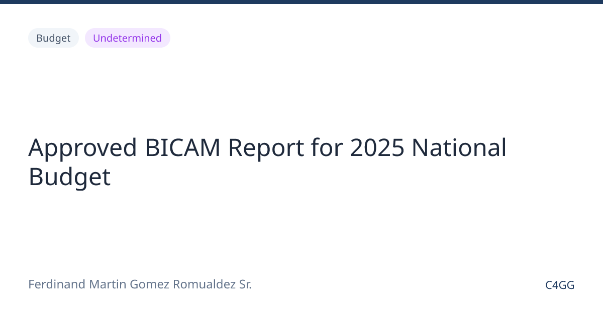 Approved BICAM Report for 2025 National Budget | C4GG