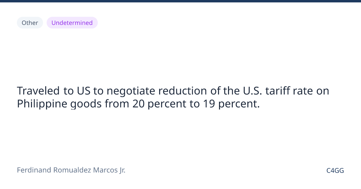 Traveled to US to negotiate reduction of the U.S. tariff rate on ...